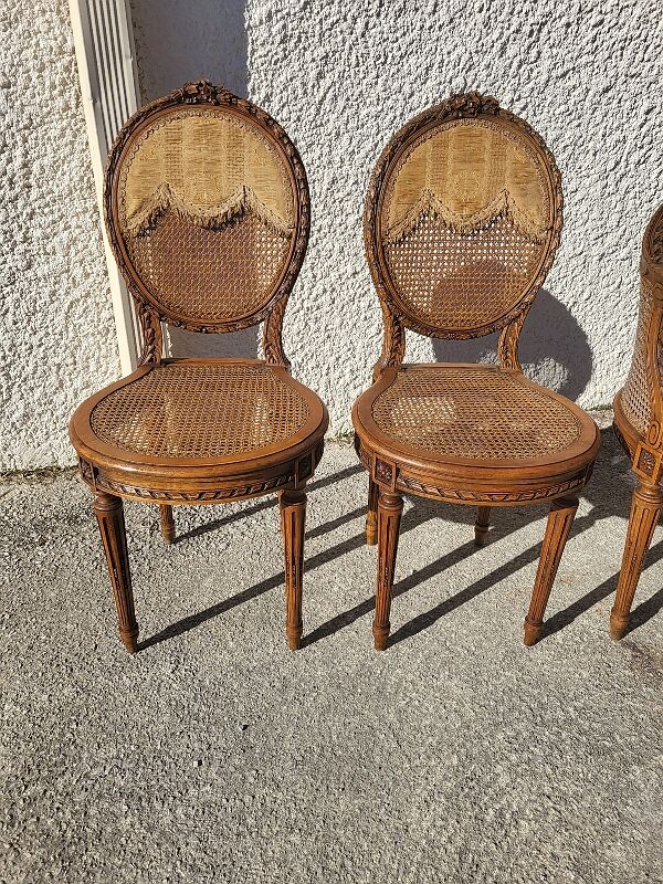 Canape bench 2 chairs louis xvi walnut canning