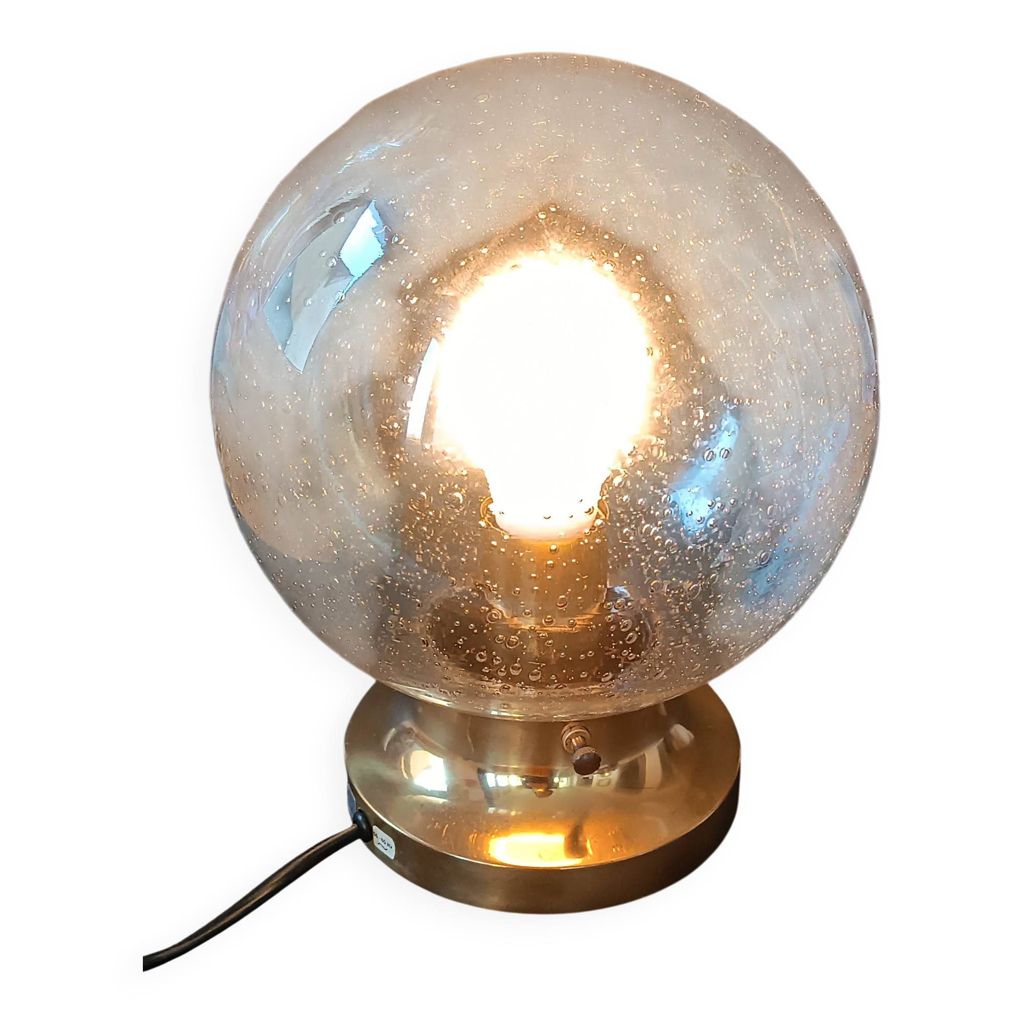 Vintage Limberg table lamp in bubbled glass and brass base