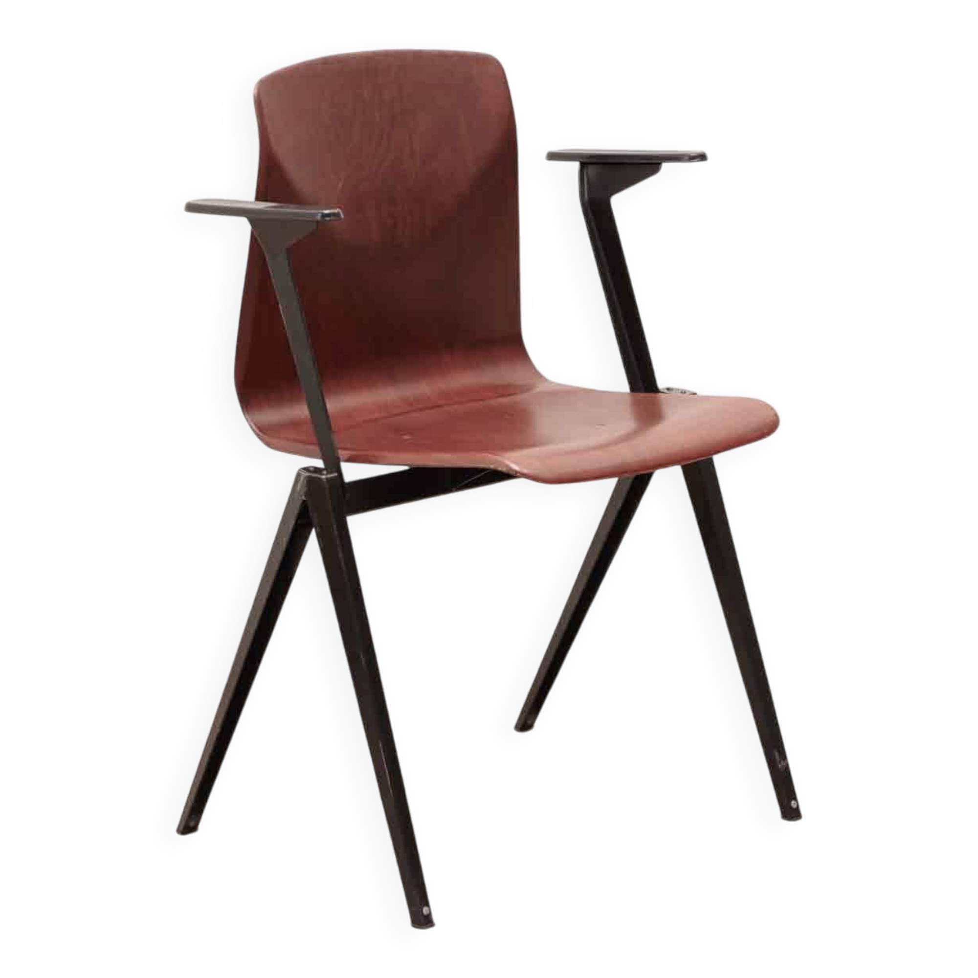 Chaise Galvanitas S22 accoudoirs acajou et noir