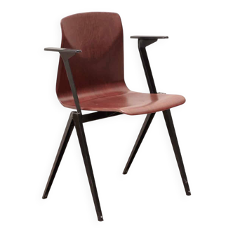 Chaise Galvanitas S22 accoudoirs acajou et noir