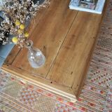 Table basse ancienne en chêne avec 2 tiroirs