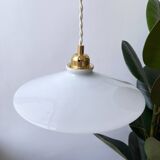 Vintage flat opaline pendant light from the 40s and 50s - large model - several copies available