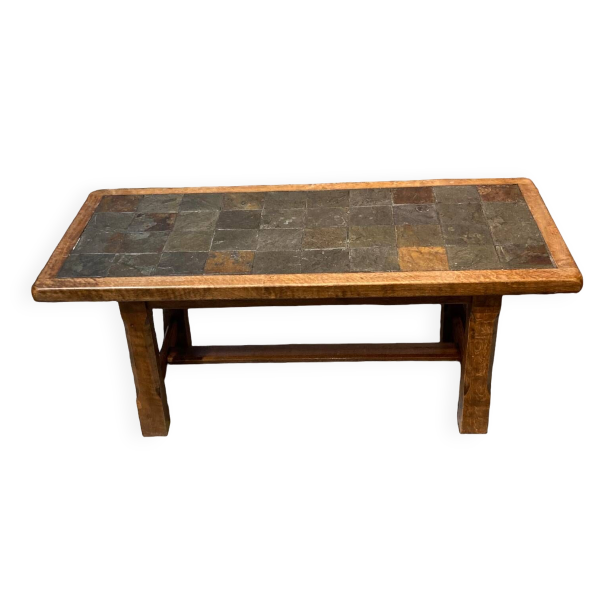 Wood and stone coffee table