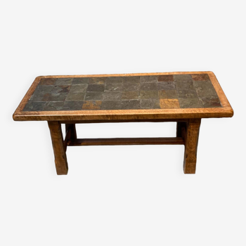 Wood and stone coffee table