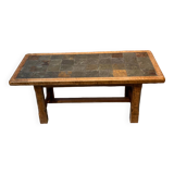 Wood and stone coffee table