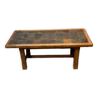 Wood and stone coffee table