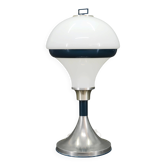 1970s Italian Space Age Opaline Glass and Blue Metal Table Lamp