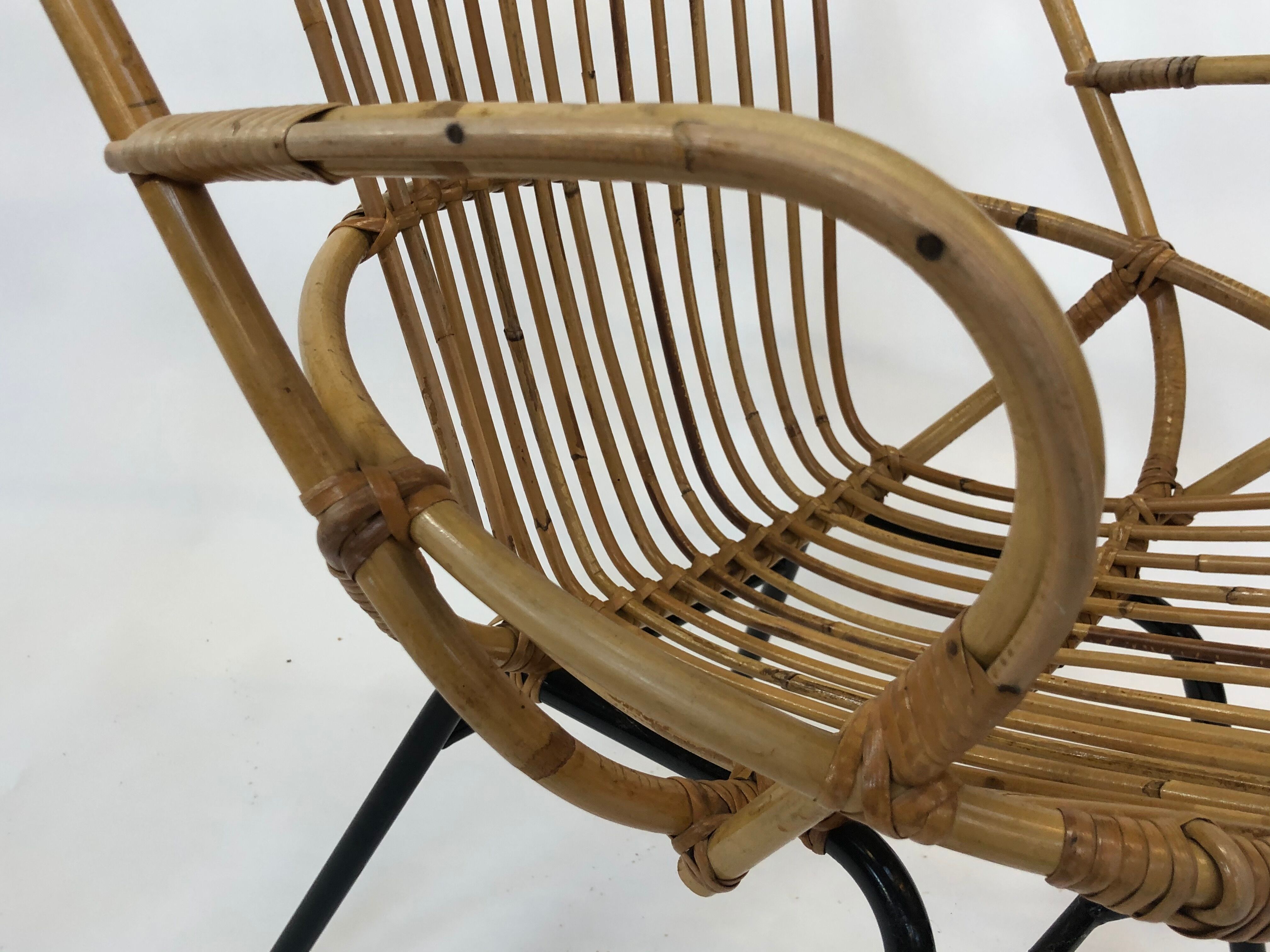Rohe Noordwolde rattan chair, 1960, Netherlands XL siz