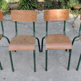 set of four school chairs 1950