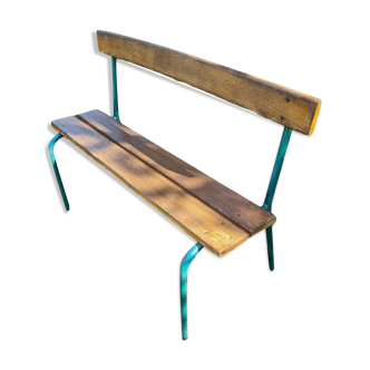 Banc d'école avec dossier vintage pour déco