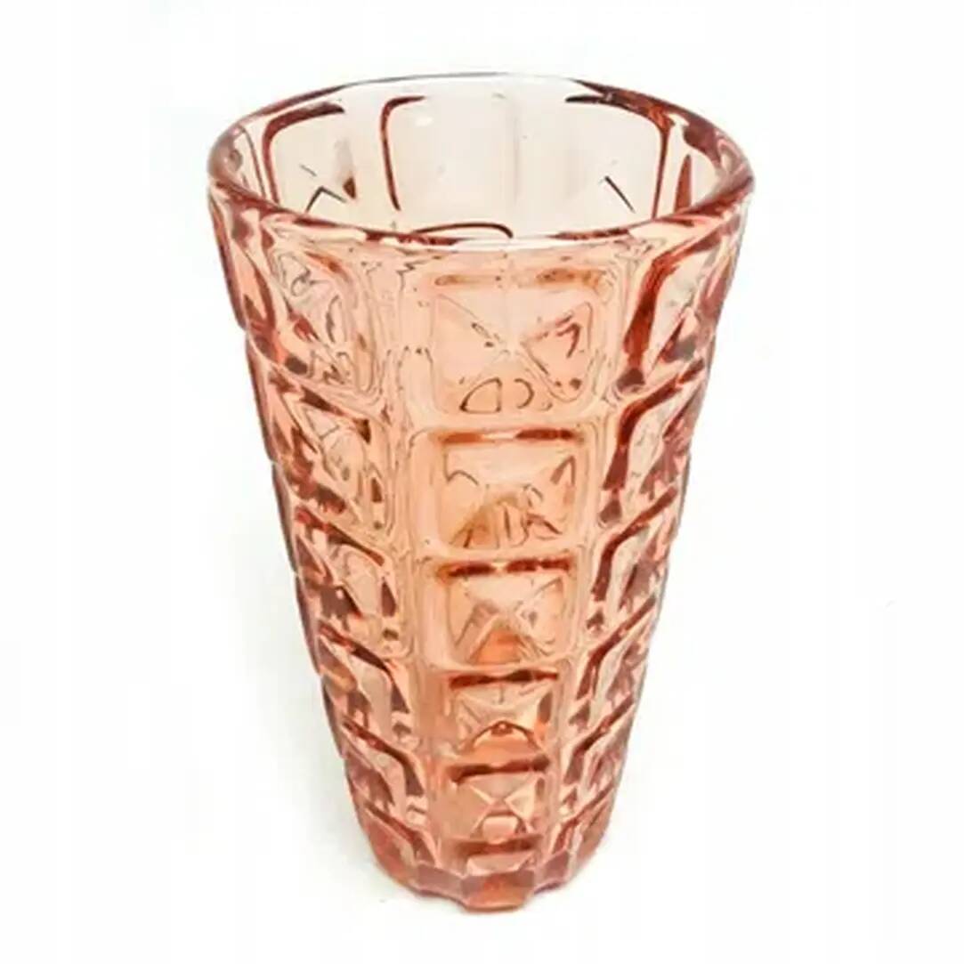 Envelope vase, modernism, pink glass, Ząbkowice, Poland, 1970s