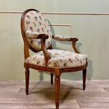 Medallion armchair in natural wood from louis xvi xviii eme century
