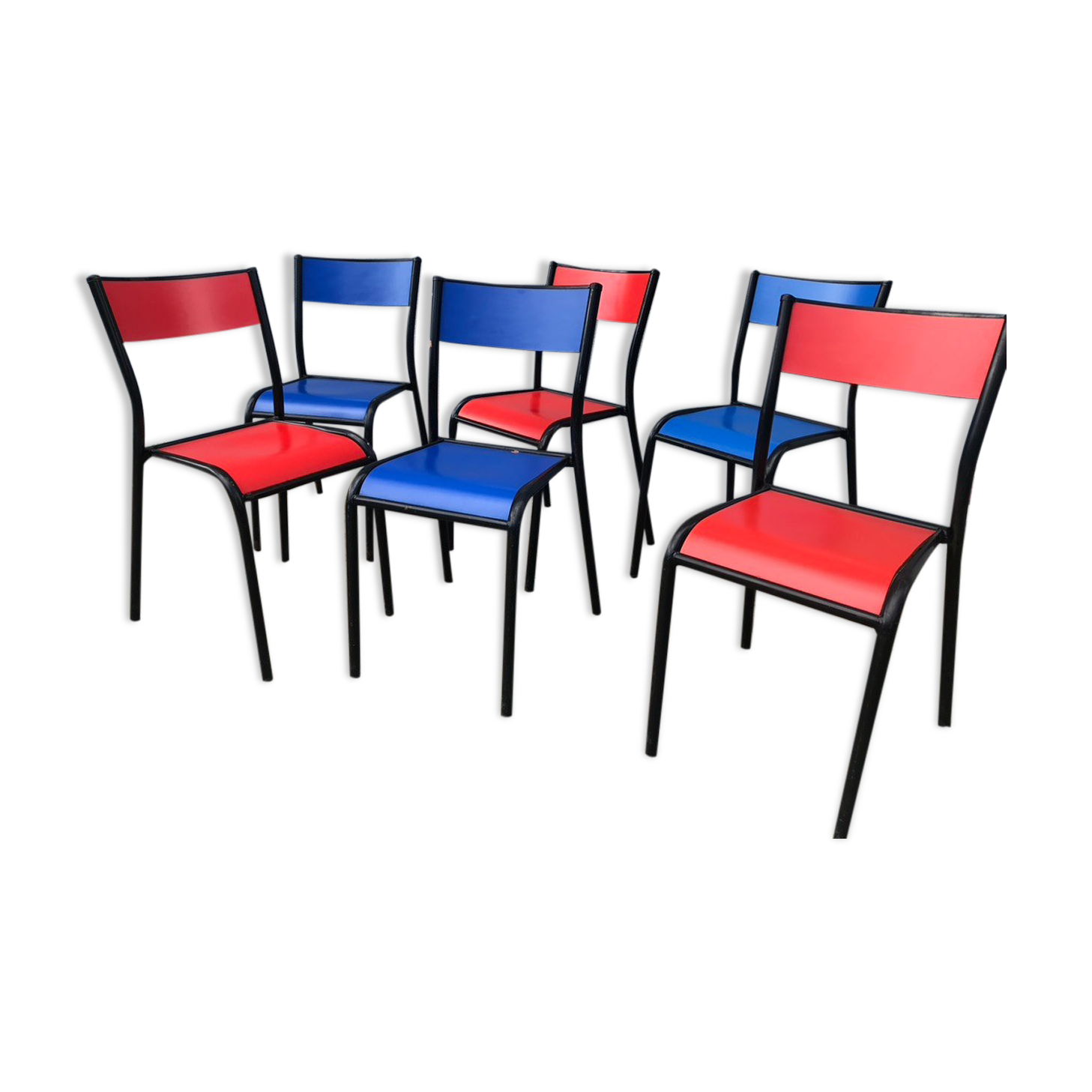 Series of 6 color school chairs