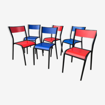 Series of 6 color school chairs