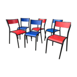 Series of 6 color school chairs