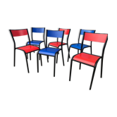 Series of 6 color school chairs