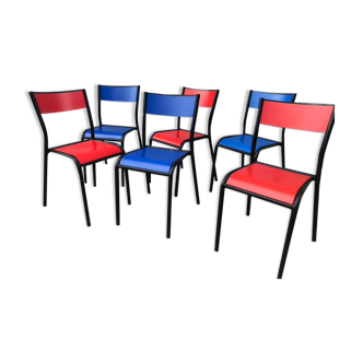 Series of 6 color school chairs