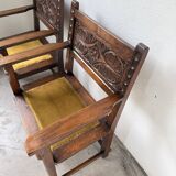 Paire de fauteuils style espagnol bois sculpté 1900