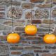 Lot de 3 suspensions orange vintage, années 70