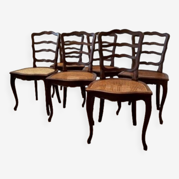 Lot de 6 chaises cannées Louis Philippe