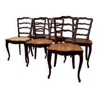 Lot de 6 chaises cannées Louis Philippe