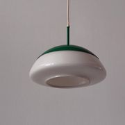 Suspended lamp in green metal and opal glass, 1960s, Germany