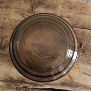 VINTAGE SMOKED GLASS VASE ENGRAVED WITH VEGETAL DECORATION