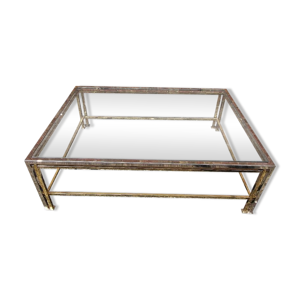 Vintage table basse chrome - laiton dore