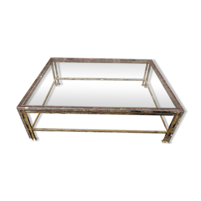Vintage table basse chrome et laiton dore