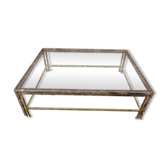 Vintage chrome and golden brass coffee table