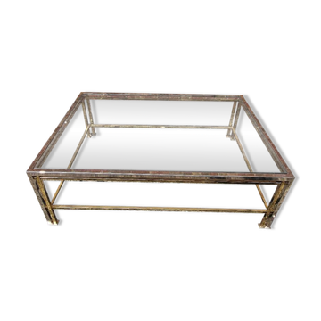 Vintage table basse chrome et laiton dore
