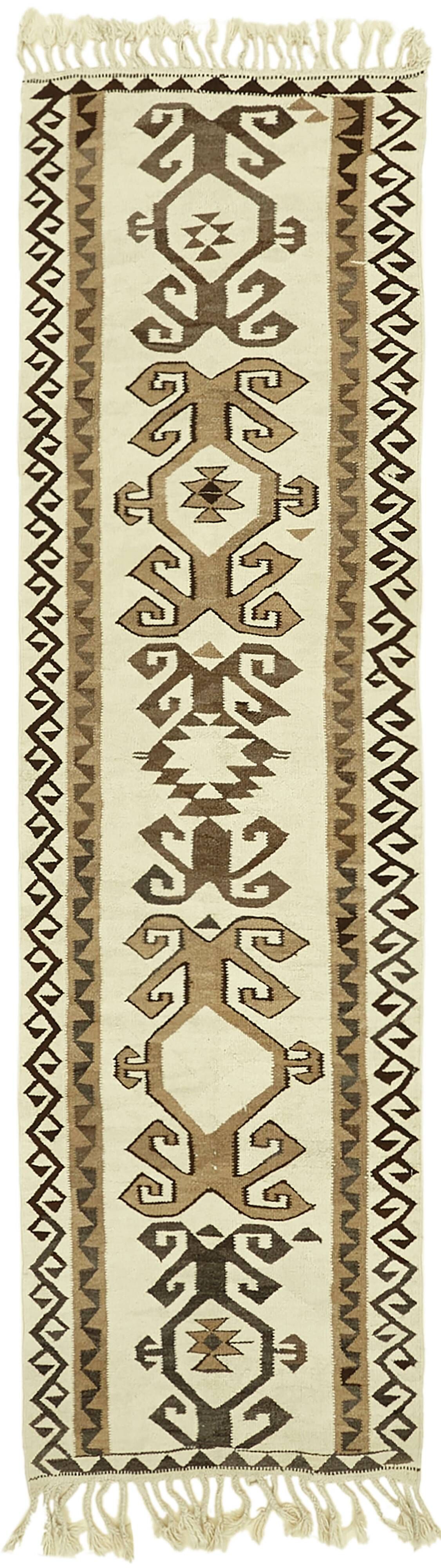Turkish Handwoven Vintage Herki Kilim 104 cm x 336 cm