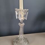 Old candlestick with molded glass stamps