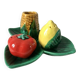 Salt shaker, mustard pepper shaker and slip set from the 60s