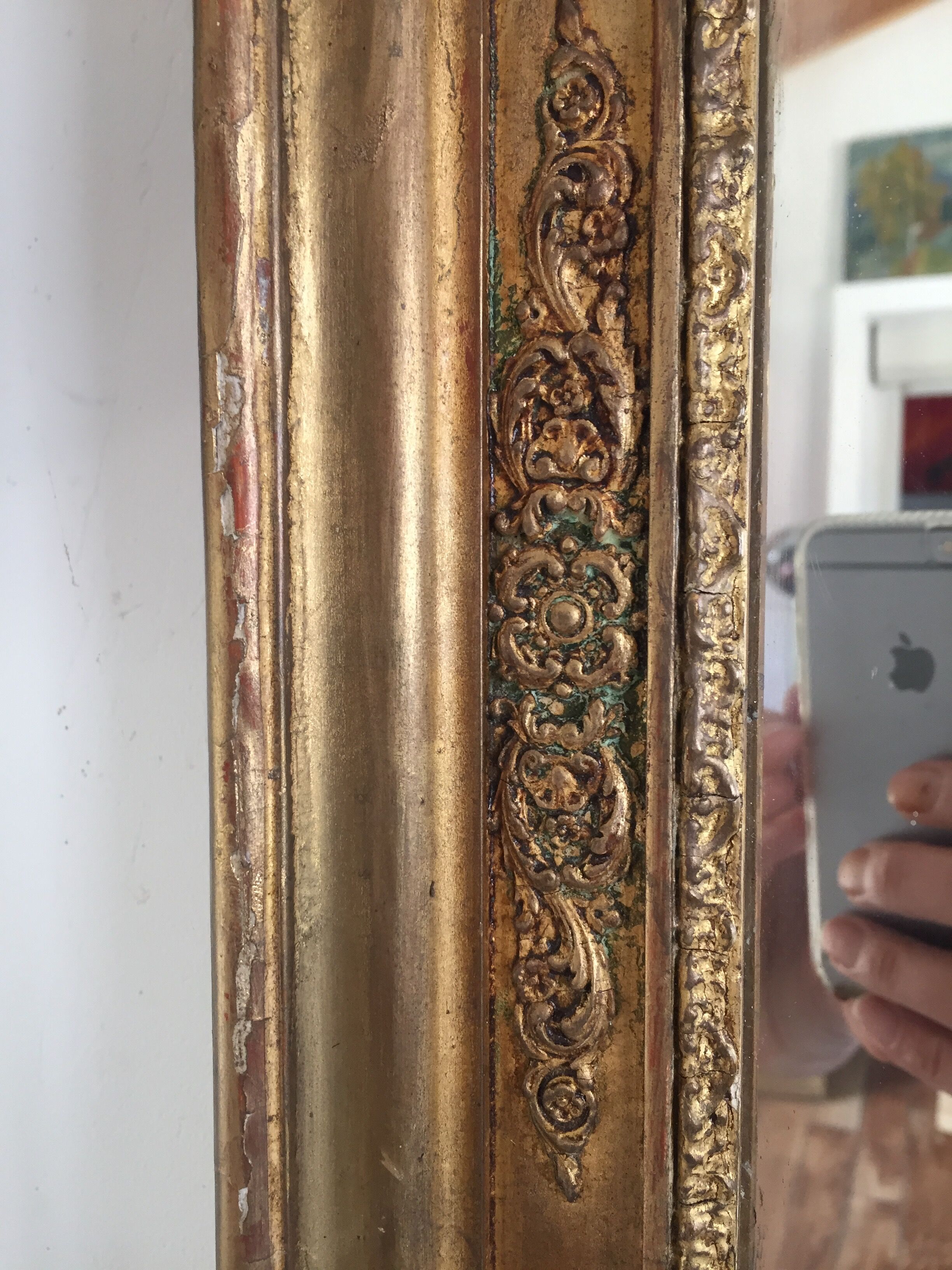 Mirror Restoration gilded gold&Ice Mercury/Moulding in medallions/Wood&Stuc/XIXth