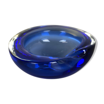 Cendrier en verre bleu de Murano, Italie, années 1970