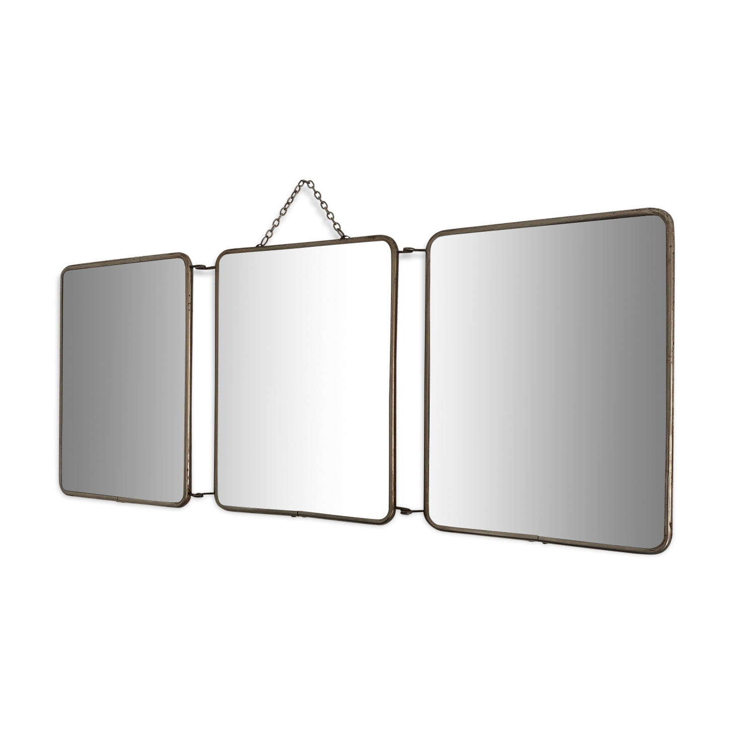 Vintage mirror 1960 triptych barber wine lees - 24 x 58 cm