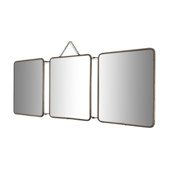 Vintage mirror 1960 triptych barber wine lees - 24 x 58 cm