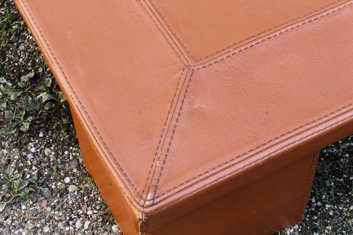 Cognac leather coffee table, vintage 1980s.