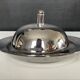 Vintage stainless steel and ceramic bell butter dish