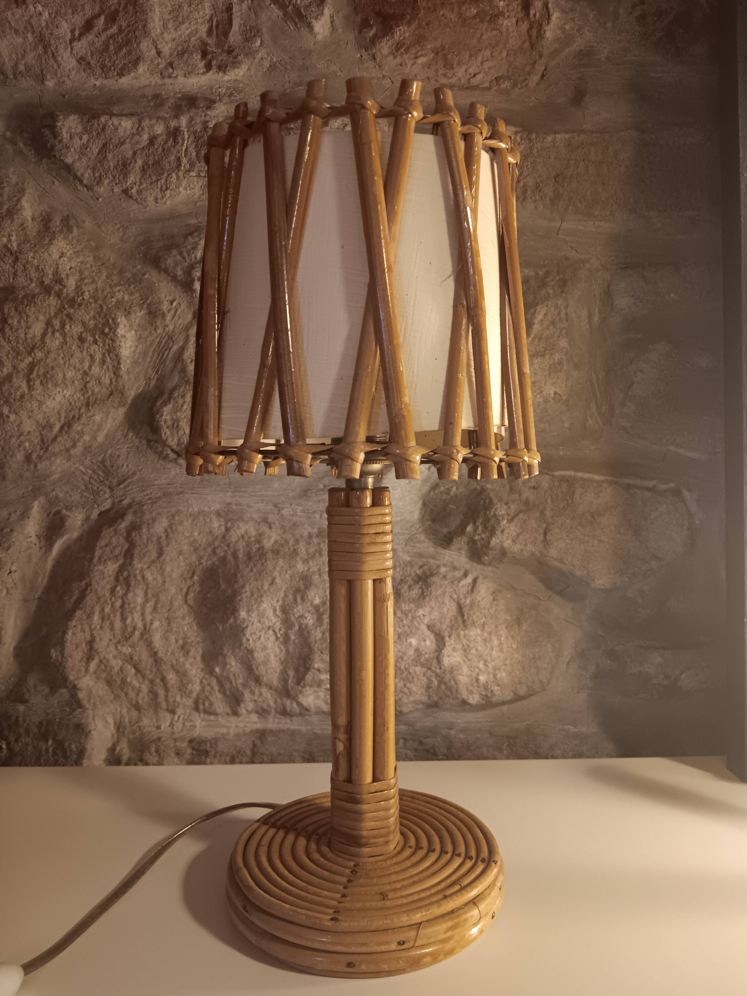 Rattan lamp by Louis Sognot