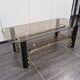 Vintage coffee table in gold metal and smoked glass, 1970s