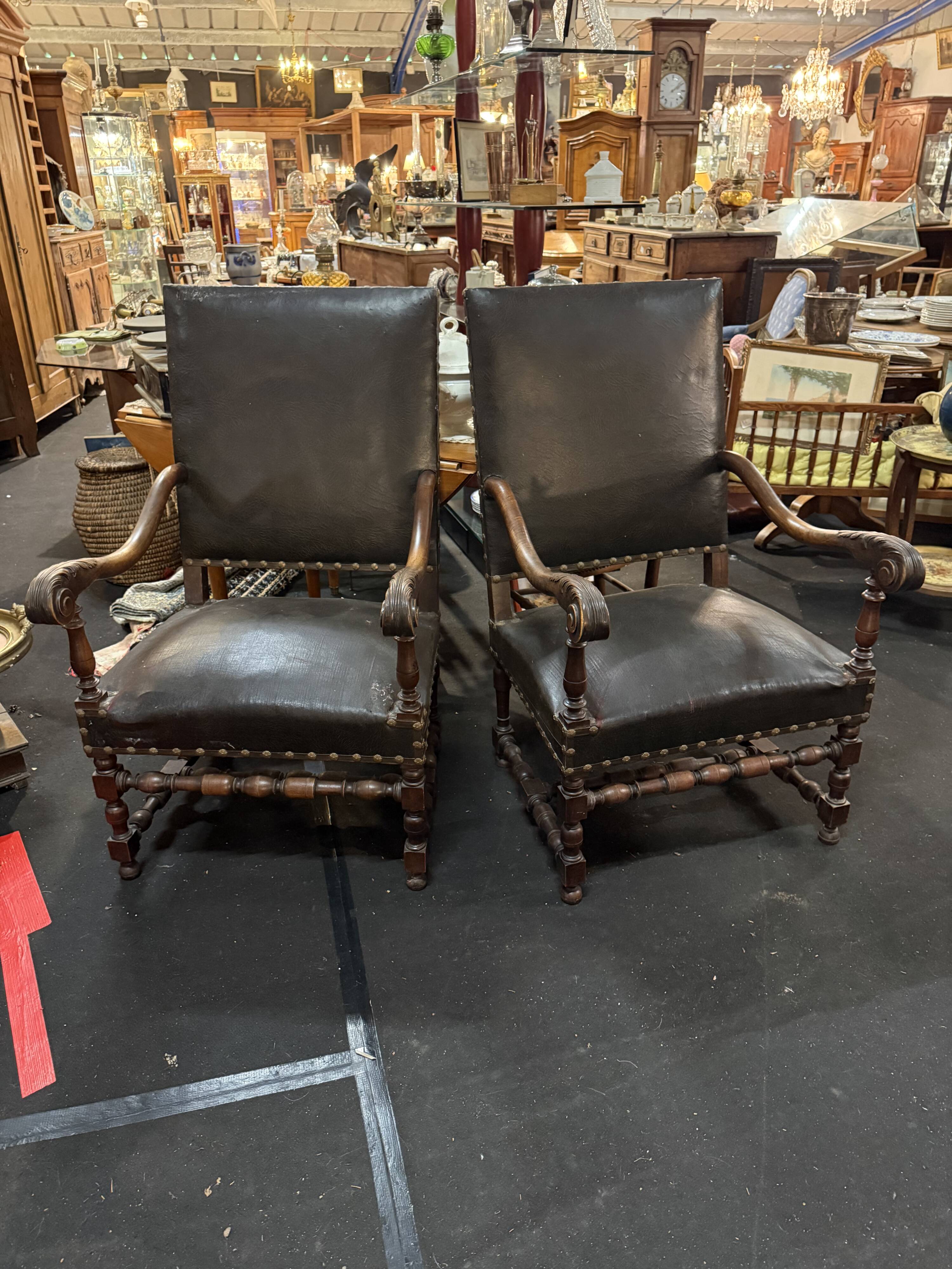 Pair of Louis XIII armchairs