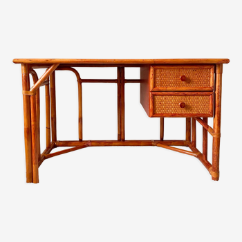 Rattan and bamboo desk Maugrion Roche Bobois