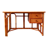 Rattan and bamboo desk Maugrion Roche Bobois