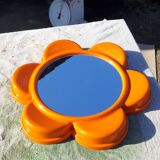 Vintage mirror from the 70s orange plastic flower