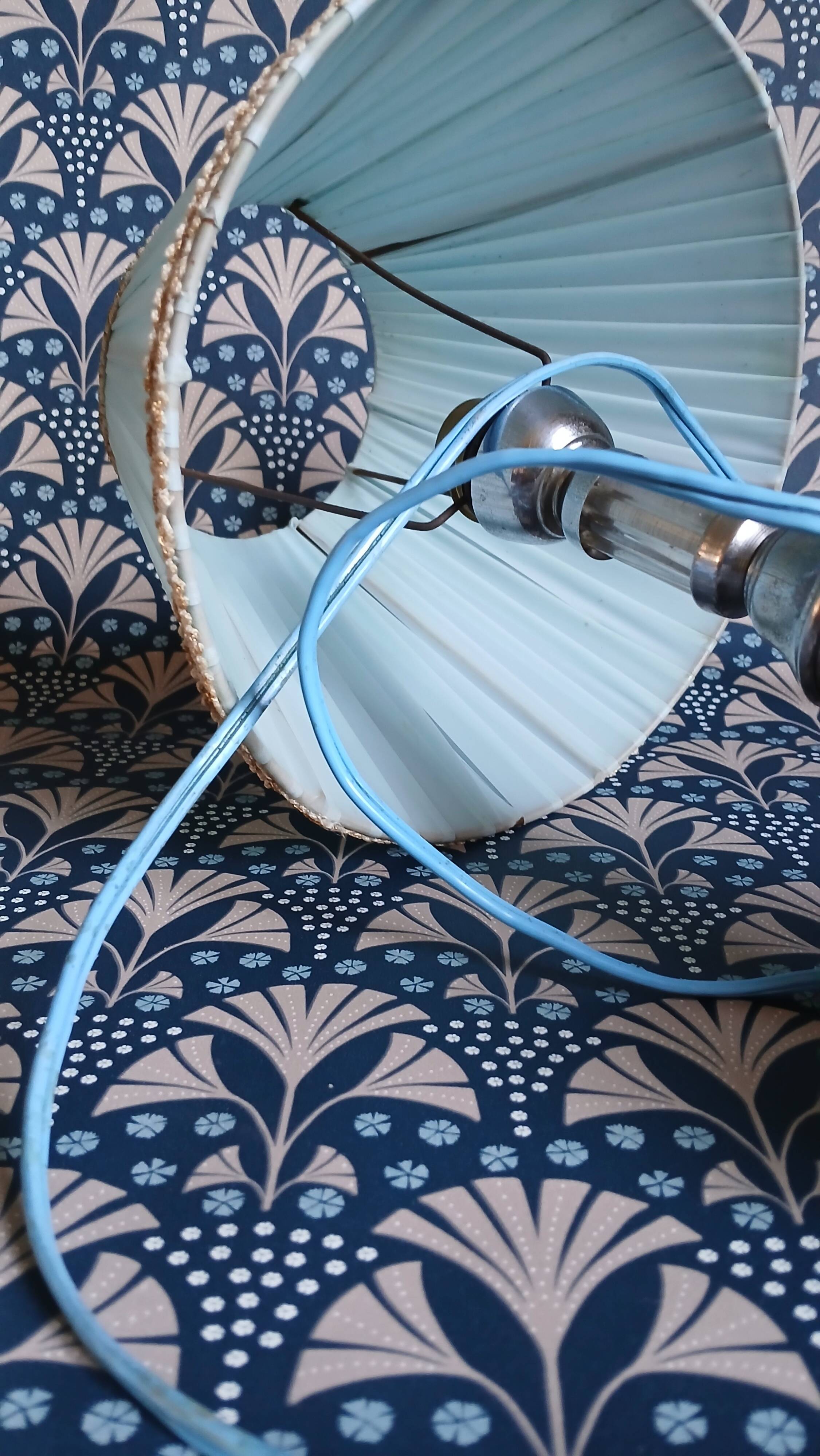 Silver metal lamp & glass cylinders from the 1940s