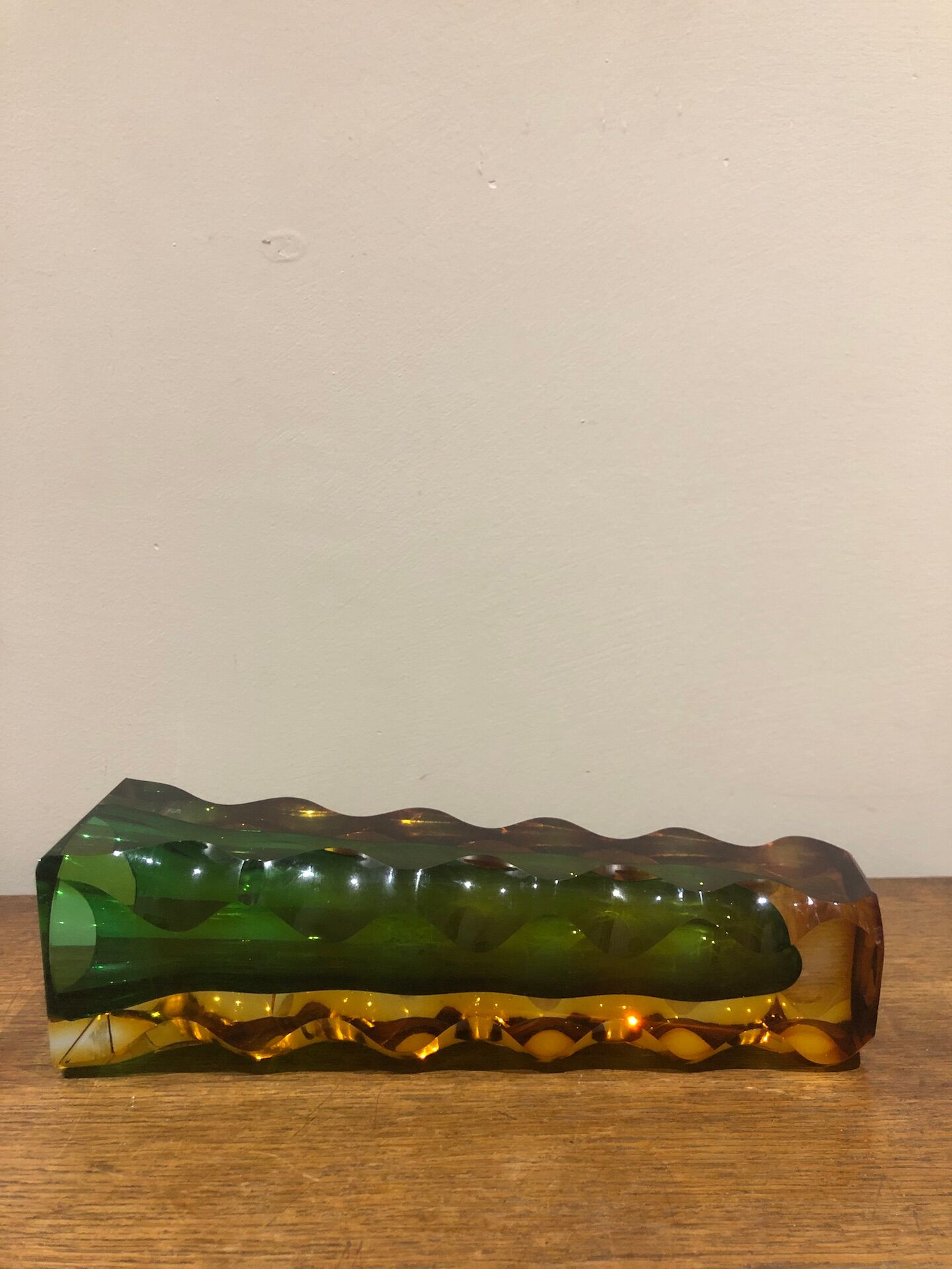 green and orange Murano vase