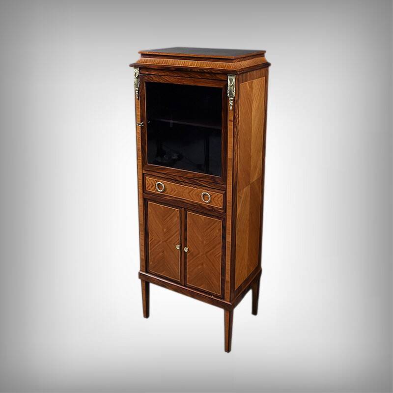 Rosewood and rosewood marquetry display cabinet, Louis XVI style – first part of the 20th century