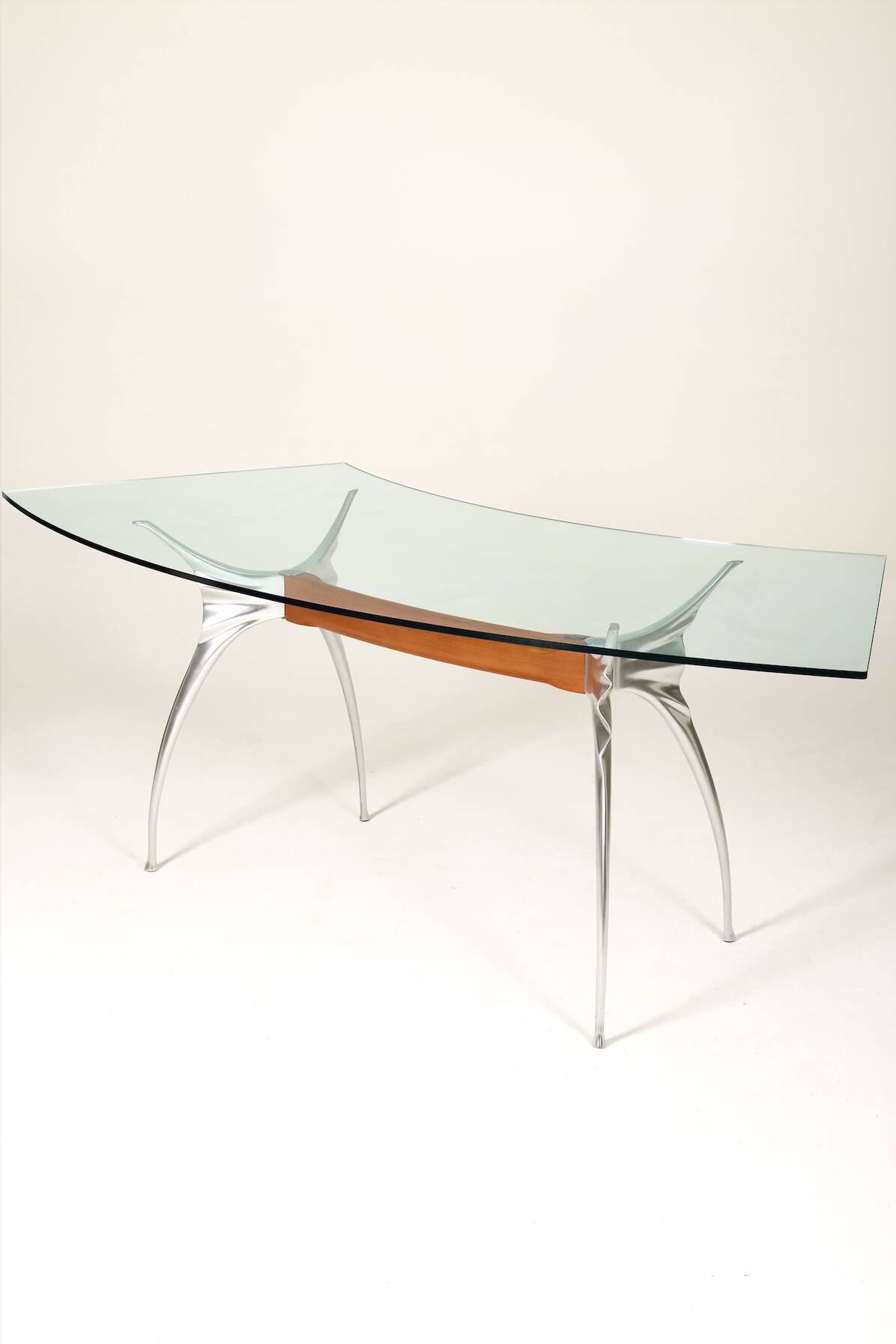 Bernard Dequet glass and aluminium desk for Protis, 1980s